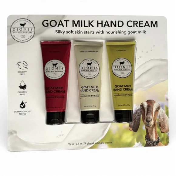 DIONIS Goat milk hand cream gift set assorted scents 3 x 2.5 oz - Picture 2 of 11